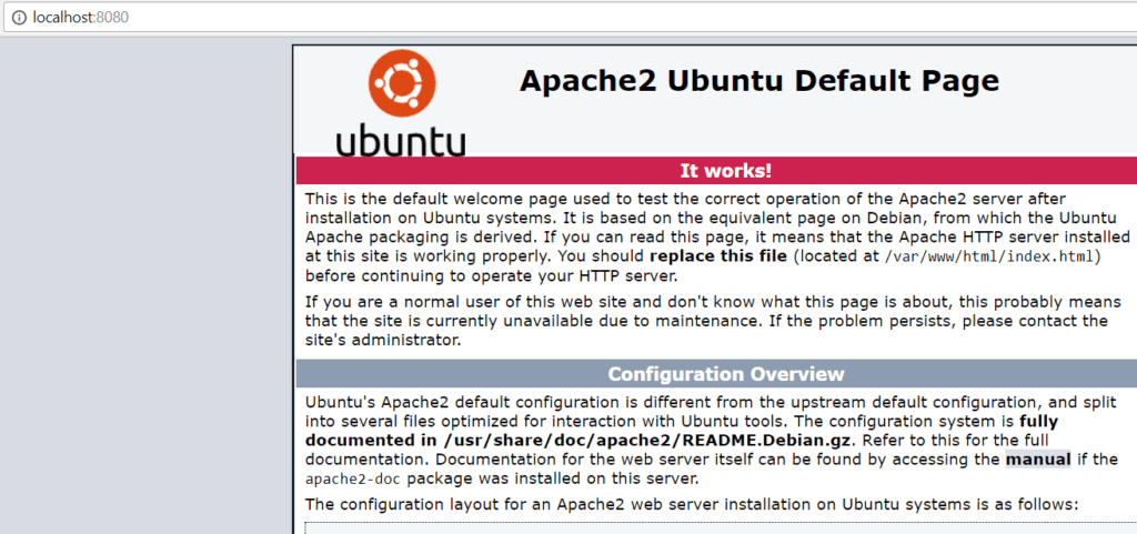 Apache rodando na VM