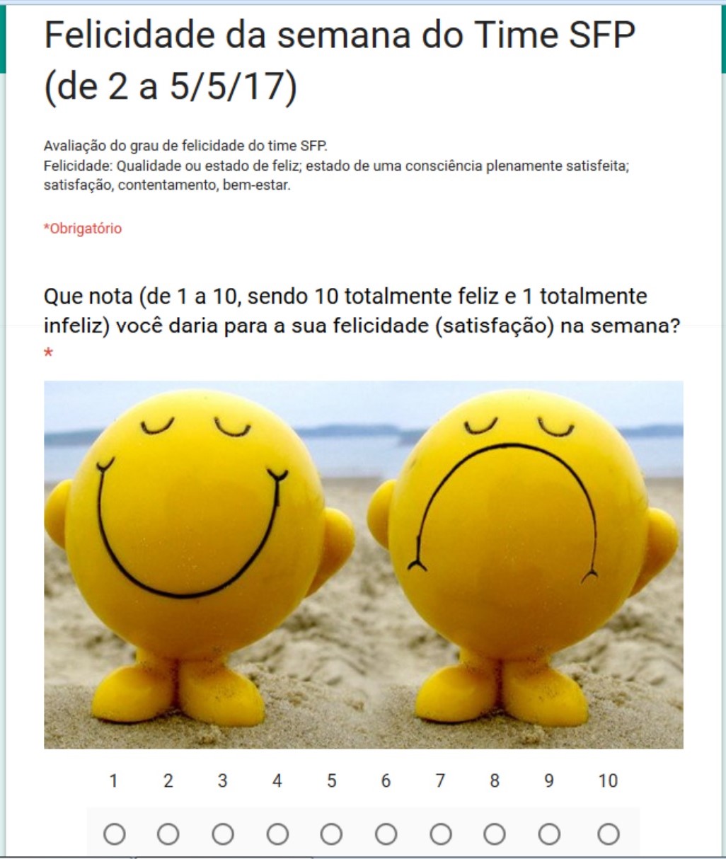 Figura 2 – Formulário de pesquisa de felicidade semanal